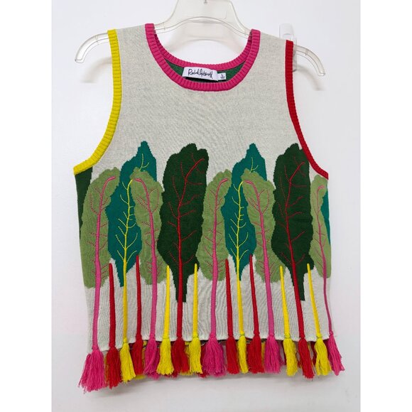 Rachel Antonoff Rainbow Chard Shell Sweater Tank Vest Cropped Lettuce Leaf L - Picture 4 of 12